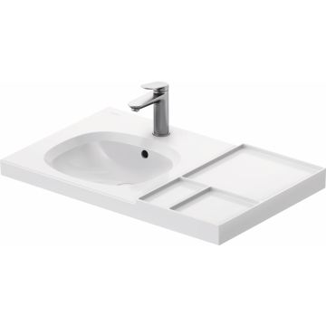 Lavoar Duravit Aurena 80x50cm, HygieneGlaze Plus, montare pe mobilier, orientare stanga, ventil ceramic inclus, alb