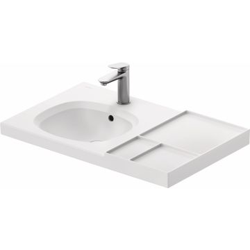Lavoar Duravit Aurena 80x50cm, HygieneGlaze Plus, montare pe mobilier, orientare stanga, ventil ceramic inclus, alb mat