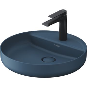 Lavoar Duravit Vitrium 46x46cm, cu platforma baterie, montare pe blat, fara preaplin, albastru satin mat