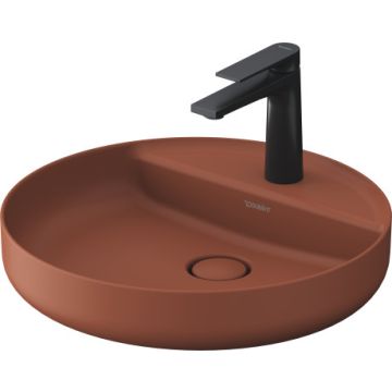 Lavoar Duravit Vitrium 46x46cm, cu platforma baterie, montare pe blat, fara preaplin, rosu satin mat
