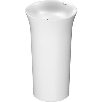 Lavoar freestanding Duravit White Tulip 50cm, fara orificiu baterie, fara preaplin, ventil ceramic, alb