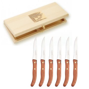 Set cutite friptura Claude Dozorme Grillade cu maner din lemn exotic, 6 piese, cutie lemn fag