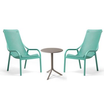 Set Nardi cu 2 fotolii Net Lounge verde salice + masuta Step tortora