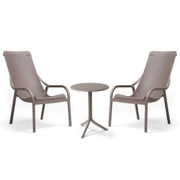 Set Nardi cu 2 fotolii Net Lounge tortora + masuta Step tortora