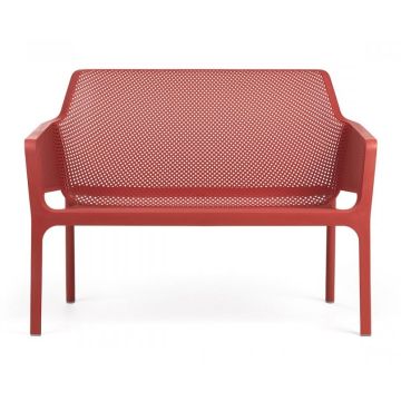 Banca exterior Nardi Net 116x70cm, h 86cm, rosu coral