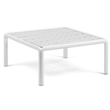 Masuta exterior Nardi Komodo Tavolino Vetro, blat sticla, 70x70cm, h32.5cm, alb
