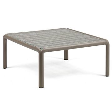 Masuta exterior Nardi Komodo Tavolino Vetro, blat sticla, 70x70cm, h32.5cm, tortora