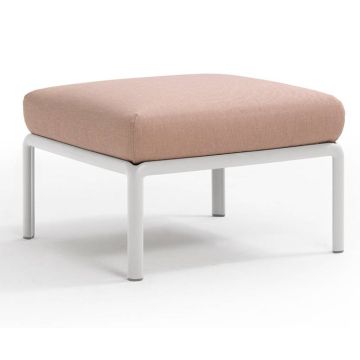 Pouf exterior Nardi Komodo 5, 72x72cm, cadru alb, perna roz quarzo