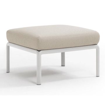 Pouf exterior Nardi Komodo 5, 72x72cm, cadru alb, perna gri Tech Panama