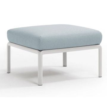 Pouf exterior Nardi Komodo 5, 72x72cm, cadru alb, perna bleu ghiaccio Sunbrella