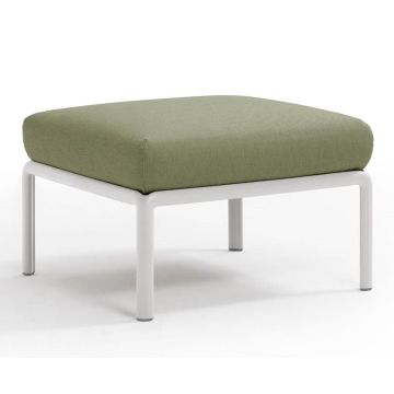 Pouf exterior Nardi Komodo 5, 72x72cm, cadru alb, perna verde giungla Sunbrella