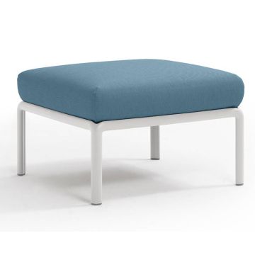 Pouf exterior Nardi Komodo 5, 72x72cm, cadru alb, perna albastru adriatic Sunbrella