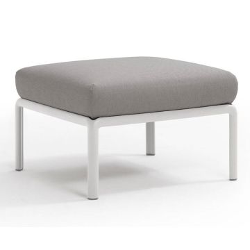 Pouf exterior Nardi Komodo 5, 72x72cm, cadru alb, perna gri komodo