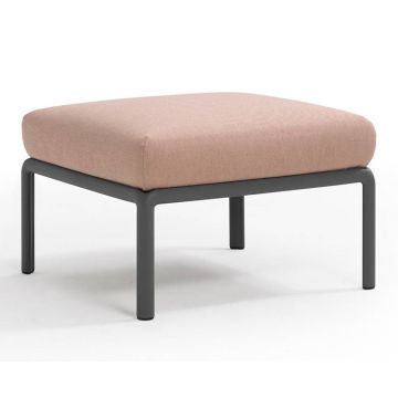Pouf exterior Nardi Komodo 5, 72x72cm, cadru antracit, perna roz quarzo