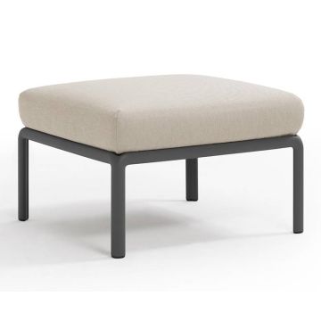 Pouf exterior Nardi Komodo 5, 72x72cm, cadru antracit, perna gri Tech Panama