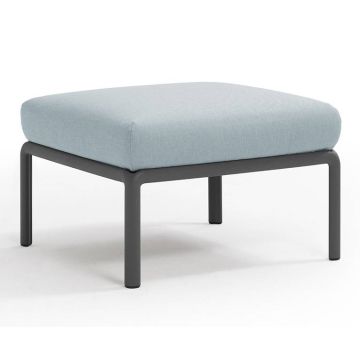 Pouf exterior Nardi Komodo 5, 72x72cm, cadru antracit, perna bleu ghiaccio Sunbrella
