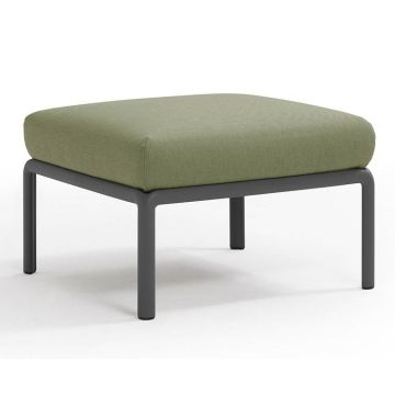 Pouf exterior Nardi Komodo 5, 72x72cm, cadru antracit, perna verde giungla Sunbrella