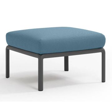 Pouf exterior Nardi Komodo 5, 72x72cm, cadru antracit, perna albastru adriatic Sunbrella