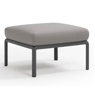 Pouf exterior Nardi Komodo 5, 72x72cm, cadru antracit, perna gri komodo