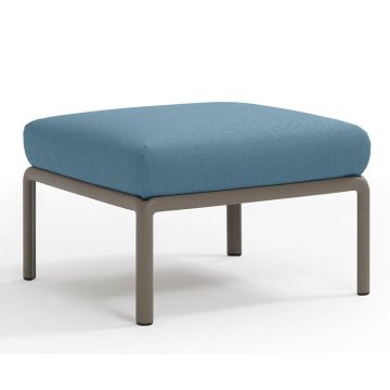 Pouf exterior Nardi Komodo 5, 72x72cm, cadru tortora, perna albastru adriatic Sunbrella