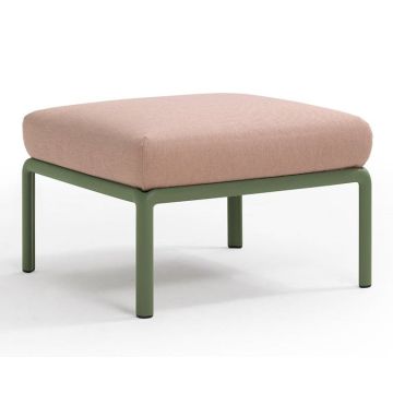 Pouf exterior Nardi Komodo 5, 72x72cm, cadru verde, perna roz quarzo