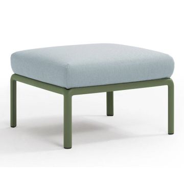 Pouf exterior Nardi Komodo 5, 72x72cm, cadru verde, perna bleu ghiaccio Sunbrella
