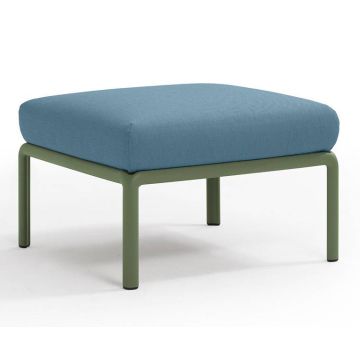 Pouf exterior Nardi Komodo 5, 72x72cm, cadru verde, perna albastru adriatic Sunbrella
