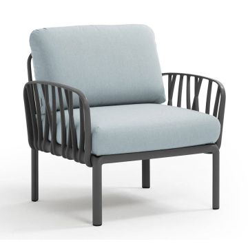 Fotoliu exterior Nardi Komodo, cadru antracit, perne bleu ghiaccio Sunbrella