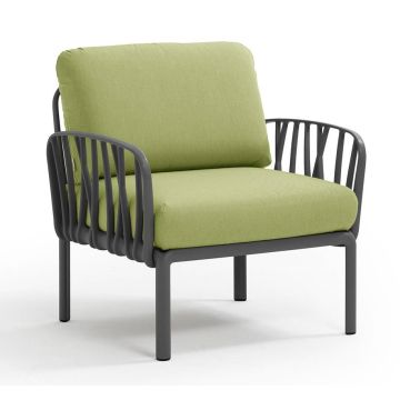 Fotoliu exterior Nardi Komodo, cadru antracit, perne verde avocado Sunbrella