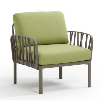 Fotoliu exterior Nardi Komodo, cadru tortora, perne verde avocado Sunbrella