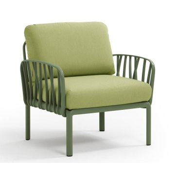 Fotoliu exterior Nardi Komodo, cadru verde agave, perne verde avocado Sunbrella