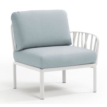 Element terminal Nardi Komodo 5, 72cm dreapta/stanga, cadru alb, perne bleu ghiaccio Sunbrella