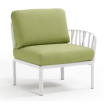 Element terminal Nardi Komodo 5, 72cm dreapta/stanga, cadru alb, perne verde avocado Sunbrella