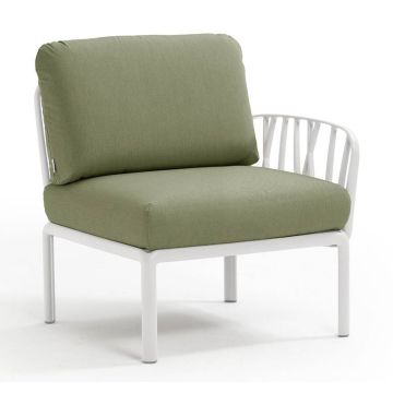 Element terminal Nardi Komodo 5, 72cm dreapta/stanga, cadru alb, perne verde giungla Sunbrella