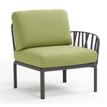 Element terminal Nardi Komodo 5, 72cm dreapta/stanga, cadru antracit, perne verde avocado Sunbrella