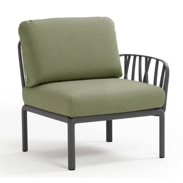 Element terminal Nardi Komodo 5, 72cm dreapta/stanga, cadru antracit, perne verde giungla Sunbrella