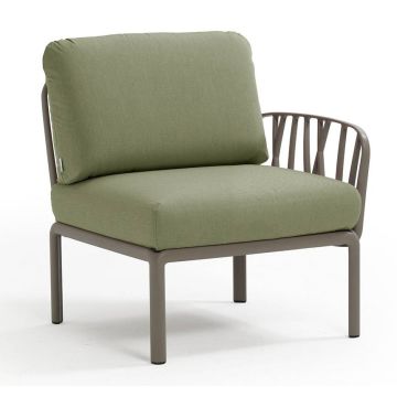 Element terminal Nardi Komodo 5, 72cm dreapta/stanga, cadru tortora, perne verde giungla Sunbrella