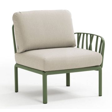 Element terminal Nardi Komodo 5, 72cm dreapta/stanga, cadru verde, perne gri Tech Panama