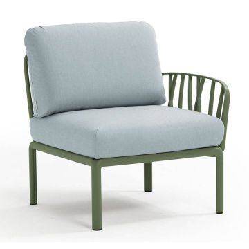 Element terminal Nardi Komodo 5, 72cm dreapta/stanga, cadru verde, perne bleu ghiaccio Sunbrella