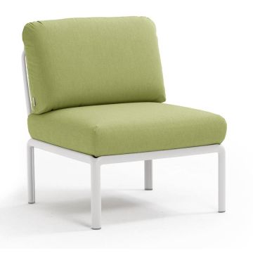 Element central Nardi Komodo 5, 72cm, cadru alb, perne verde avocado Sunbrella