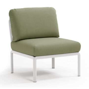 Element central Nardi Komodo 5, 72cm, cadru alb, perne verde giungla Sunbrella
