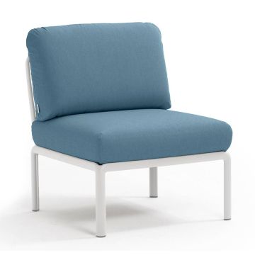 Element central Nardi Komodo 5, 72cm, cadru alb, perne albastru adriatic Sunbrella