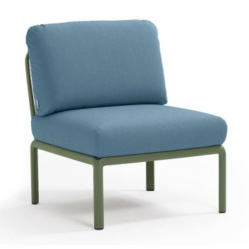 Element central Nardi Komodo 5, 72cm, cadru verde, perne albastru adriatic Sunbrella