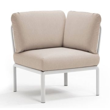 Element de colt Nardi Komodo 5, 78cm, cadru alb, perne canvas Sunbrella