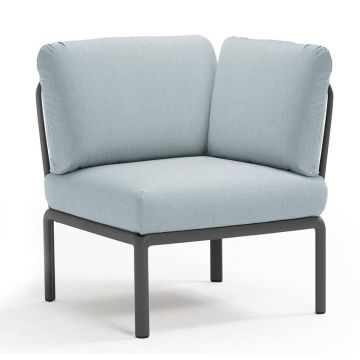 Element de colt Nardi Komodo 5, 78cm, cadru antracit, perne bleu ghiaccio Sunbrella