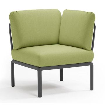 Element de colt Nardi Komodo 5, 78cm, cadru antracit, perne verde avocado Sunbrella