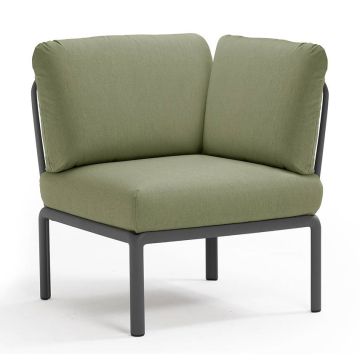Element de colt Nardi Komodo 5, 78cm, cadru antracit, perne verde giungla Sunbrella