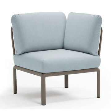 Element de colt Nardi Komodo 5, 78cm, cadru tortora, perne bleu ghiaccio Sunbrella