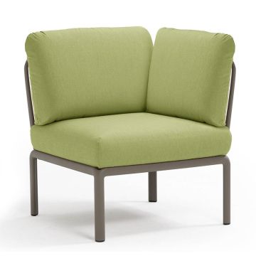 Element de colt Nardi Komodo 5, 78cm, cadru tortora, perne verde avocado Sunbrella