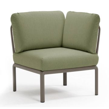 Element de colt Nardi Komodo 5, 78cm, cadru tortora, perne verde giungla Sunbrella